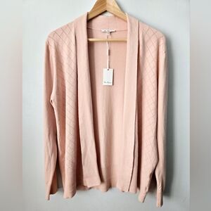 New VILA MILANO Soft Pink Open-Front Viscose Blend Sweater